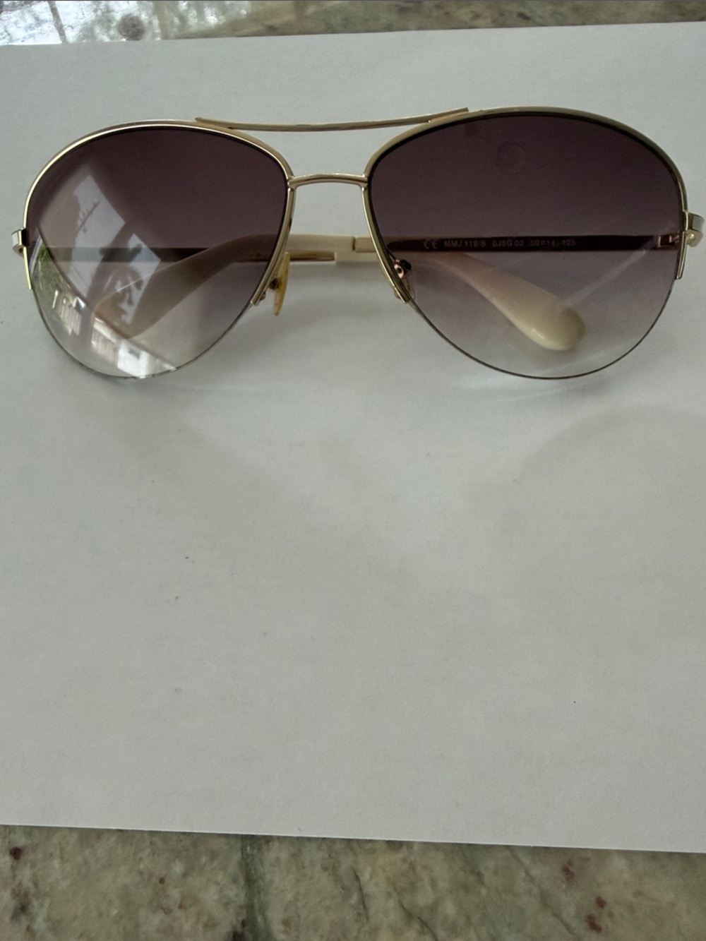 Marc by Marc Jacobs Gold Aviator Sunglasses with Brown Gradient Lenses
